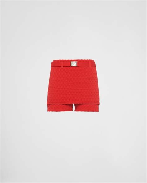 prada damen shorts jacquard|Prada longline shorts.